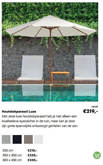 Aanbiedingen Houtstokparasol luxe - Huismerk - Multi Bazar - Geldig van 21/03/2022 tot 05/06/2022 bij Multi Bazar