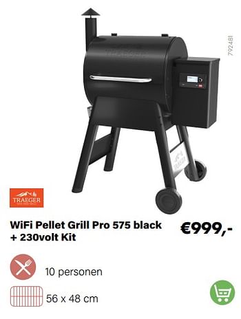 Aanbiedingen Traeger grill wifi pellet grill pro 575 black + 230volt kit - Traeger Grill - Geldig van 21/03/2022 tot 05/06/2022 bij Multi Bazar