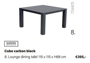 Aanbiedingen Cube carbon black lounge dining tafel - Garden Impressions - Geldig van 21/03/2022 tot 05/06/2022 bij Multi Bazar