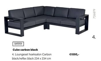 Aanbiedingen Cube carbon black loungeset hoeksalon - Garden Impressions - Geldig van 21/03/2022 tot 05/06/2022 bij Multi Bazar