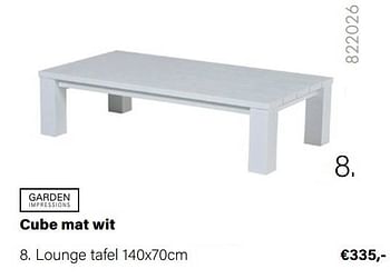 Aanbiedingen Cube mat wit lounge tafel - Garden Impressions - Geldig van 21/03/2022 tot 05/06/2022 bij Multi Bazar