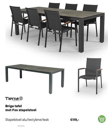 Aanbiedingen Fox stapelstoel - Tierra Outdoor - Geldig van 21/03/2022 tot 05/06/2022 bij Multi Bazar
