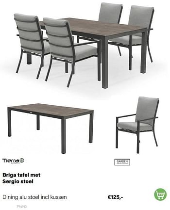 Aanbiedingen Sergio dining alu stoel incl kussen - Tierra Outdoor - Geldig van 21/03/2022 tot 05/06/2022 bij Multi Bazar