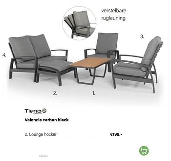 Aanbiedingen Valencia carbon black lounge hocker - Tierra Outdoor - Geldig van 21/03/2022 tot 05/06/2022 bij Multi Bazar