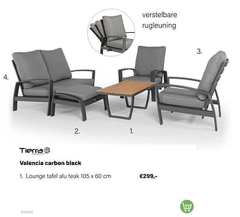 Aanbiedingen Valencia carbon black lounge tafel - Tierra Outdoor - Geldig van 21/03/2022 tot 05/06/2022 bij Multi Bazar