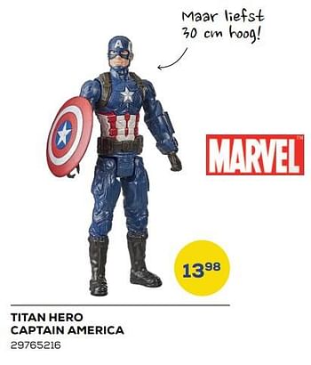 Aanbiedingen Titan hero captain america - Marvel - Geldig van 25/03/2022 tot 22/04/2022 bij Supra Bazar