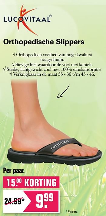 Aanbiedingen Orthopedische slippers - Lucovitaal - Geldig van 16/03/2022 tot 22/04/2022 bij De Online Drogist