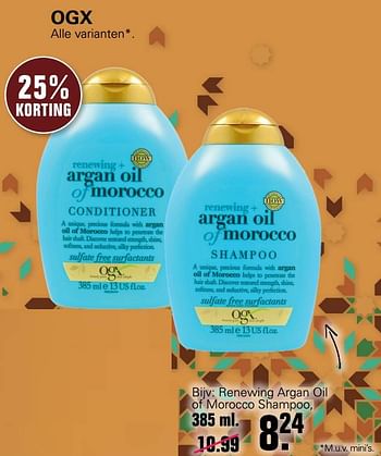 Aanbiedingen Renewing argan oil of morocco shampoo - OGX - Geldig van 16/03/2022 tot 22/04/2022 bij De Online Drogist