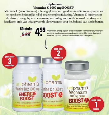 Aanbiedingen Unipharma vitamine c 1000 mg boost¹ - Unipharma - Geldig van 16/03/2022 tot 22/04/2022 bij De Online Drogist