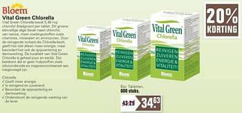 Aanbiedingen Vital green chlorella - Bloem - Geldig van 16/03/2022 tot 22/04/2022 bij De Online Drogist