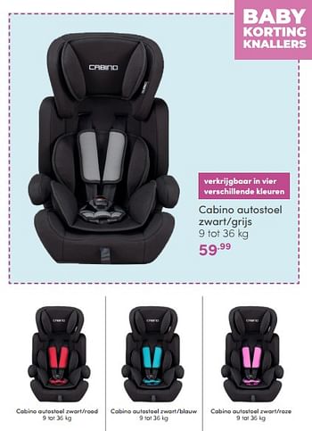 Aanbiedingen Cabino autostoel zwart-grijs - Cabino - Geldig van 20/03/2022 tot 26/03/2022 bij Baby & Tiener Megastore