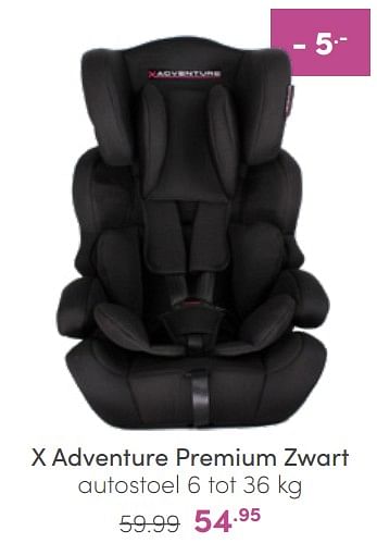 Aanbiedingen X adventure premium zwart autostoel - Xadventure - Geldig van 20/03/2022 tot 26/03/2022 bij Baby & Tiener Megastore