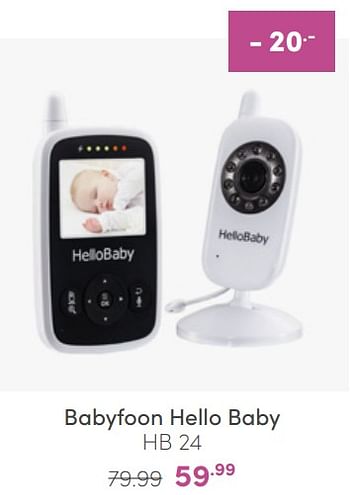 Aanbiedingen Cabino babyfoon hello baby hb 24 - Cabino - Geldig van 20/03/2022 tot 26/03/2022 bij Baby & Tiener Megastore