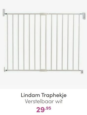 Aanbiedingen Lindam traphekje verstelbaar wit - Lindam - Geldig van 20/03/2022 tot 26/03/2022 bij Baby & Tiener Megastore