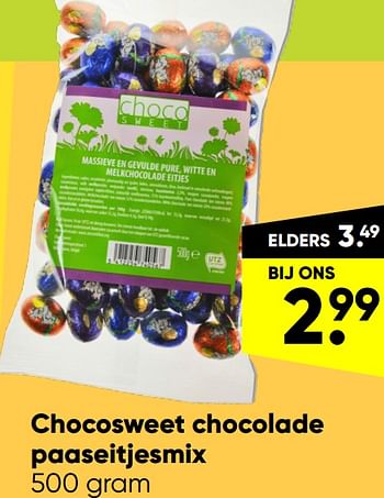 Aanbiedingen Chocosweet chocolade paaseitjesmix - Choco Sweet - Geldig van 28/03/2022 tot 10/04/2022 bij Big Bazar
