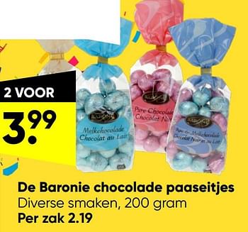 Aanbiedingen De baronie chocolade paaseitjes - Baronie - Geldig van 28/03/2022 tot 10/04/2022 bij Big Bazar