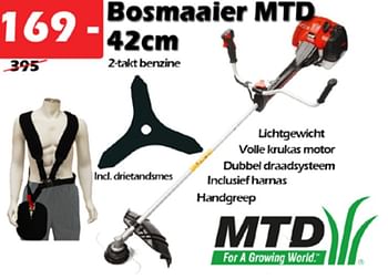 Aanbiedingen Bosmaaier mtd 42cm 2-takt benzine - MTD - Geldig van 17/03/2022 tot 10/04/2022 bij Itek