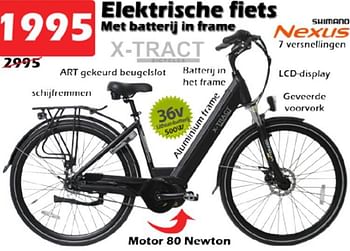 Aanbiedingen Elektrische fiets met batterij in frame - X-tract - Geldig van 17/03/2022 tot 10/04/2022 bij Itek