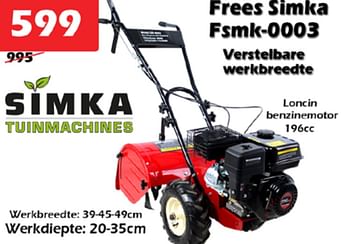 Aanbiedingen Simka tuinmachines frees simka fsmk-0003 - Simka Tuinmachines - Geldig van 17/03/2022 tot 10/04/2022 bij Itek