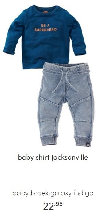 Aanbiedingen Baby shirt jacksonville baby broek galaxy indigo - Z8 - Geldig van 03/04/2022 tot 09/04/2022 bij Baby & Tiener Megastore