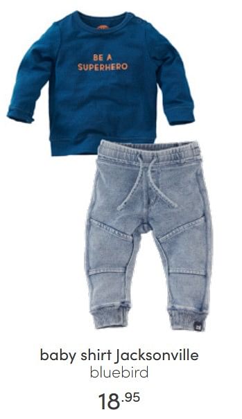 Aanbiedingen Baby shirt jacksonville bluebird - Z8 - Geldig van 03/04/2022 tot 09/04/2022 bij Baby & Tiener Megastore