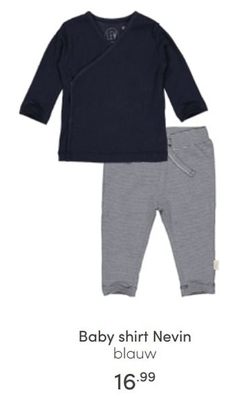 Aanbiedingen Baby shirt Nevin blauw - Huismerk - Baby &amp; Tiener Megastore - Geldig van 03/04/2022 tot 09/04/2022 bij Baby & Tiener Megastore