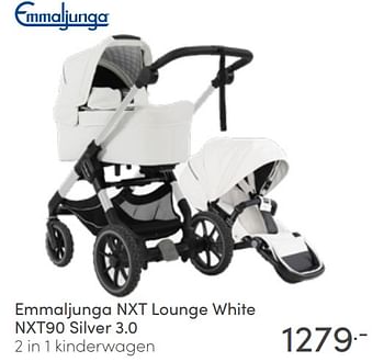Aanbiedingen Emmaljunga nxt lounge white nxt90 silver 3.0 - Emmaljunga - Geldig van 03/04/2022 tot 09/04/2022 bij Baby & Tiener Megastore