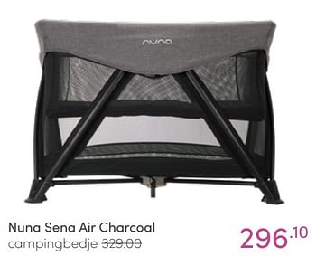 Aanbiedingen Nuna sena air charcoal campingbedje - Nuna - Geldig van 03/04/2022 tot 09/04/2022 bij Baby & Tiener Megastore