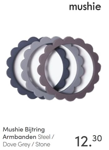 Aanbiedingen Mushie bijtring armbanden steel - dove grey - stone - Mushie - Geldig van 03/04/2022 tot 09/04/2022 bij Baby & Tiener Megastore