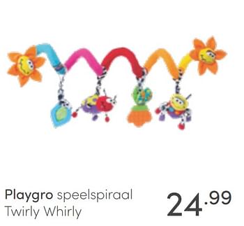 Aanbiedingen Playgro speelspiraal twirly whirly - Playgro - Geldig van 03/04/2022 tot 09/04/2022 bij Baby & Tiener Megastore