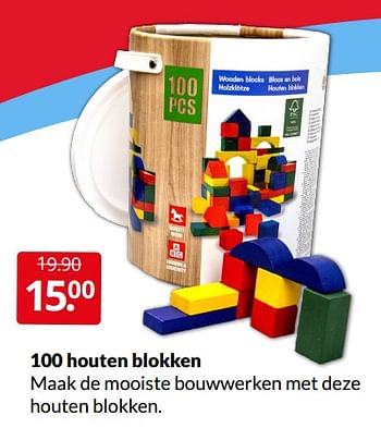 Aanbiedingen 100 houten blokken - Huismerk - Boekenvoordeel - Geldig van 02/04/2022 tot 10/04/2022 bij Boekenvoordeel