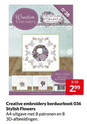 Aanbiedingen Creative embroidery borduurboek 036 stylish flowers - Huismerk - Boekenvoordeel - Geldig van 02/04/2022 tot 10/04/2022 bij Boekenvoordeel