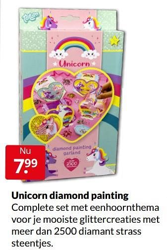 Aanbiedingen Unicorn diamond painting - Huismerk - Boekenvoordeel - Geldig van 02/04/2022 tot 10/04/2022 bij Boekenvoordeel