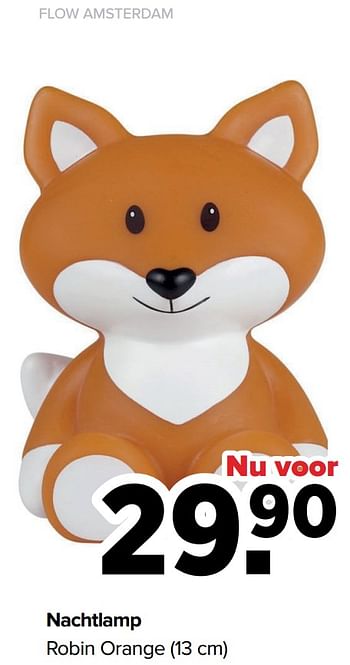 Aanbiedingen Flow amsterdam nachtlamp robin orange - Flow Amsterdam - Geldig van 28/03/2022 tot 23/04/2022 bij Baby-Dump