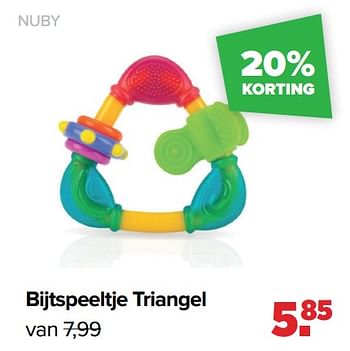 Aanbiedingen Nuby bijtspeeltje triangel - Nuby - Geldig van 28/03/2022 tot 23/04/2022 bij Baby-Dump