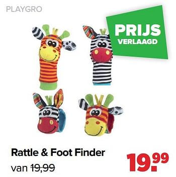 Aanbiedingen Playgro rattle + foot finder - Playgro - Geldig van 28/03/2022 tot 23/04/2022 bij Baby-Dump