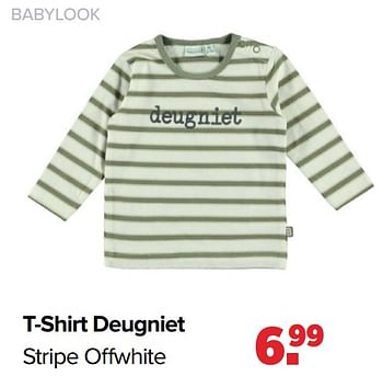 Aanbiedingen Babylook t-shirt deugniet stripe offwhite - Baby look - Geldig van 28/03/2022 tot 23/04/2022 bij Baby-Dump