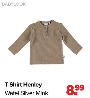Aanbiedingen Babylook t-shirt henley wafel silver mink - Baby look - Geldig van 28/03/2022 tot 23/04/2022 bij Baby-Dump