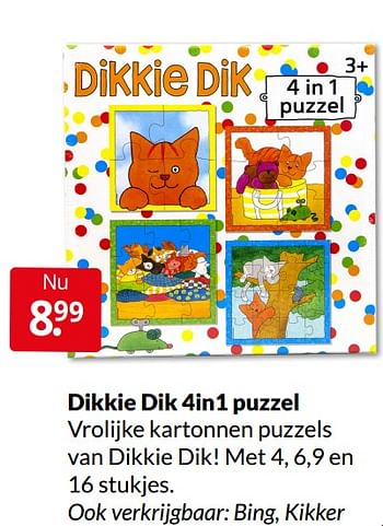 Aanbiedingen Dikkie dik 4in1 puzzel - Bambolino Toys - Geldig van 09/04/2022 tot 17/04/2022 bij Boekenvoordeel
