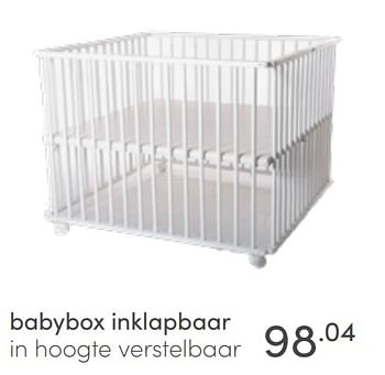 Aanbiedingen Babybox inklapbaar in hoogte verstelbaar - Huismerk - Baby &amp; Tiener Megastore - Geldig van 10/04/2022 tot 16/04/2022 bij Baby & Tiener Megastore