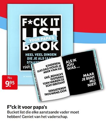 Aanbiedingen F*ck it voor papa`s - Huismerk - Boekenvoordeel - Geldig van 09/04/2022 tot 17/04/2022 bij Boekenvoordeel