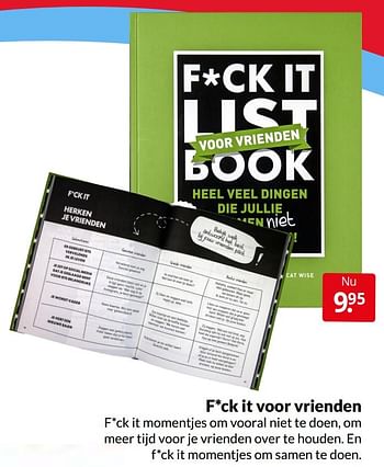 Aanbiedingen F*ck it voor vrienden - Huismerk - Boekenvoordeel - Geldig van 09/04/2022 tot 17/04/2022 bij Boekenvoordeel