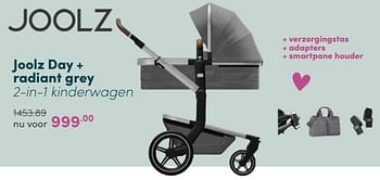 Aanbiedingen Joolz day + radiant grey 2-in-1 kinderwagen - Joolz - Geldig van 10/04/2022 tot 16/04/2022 bij Baby & Tiener Megastore