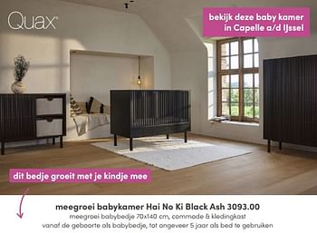 Aanbiedingen Meegroei babykamer hai no ki black ash - Quax - Geldig van 10/04/2022 tot 16/04/2022 bij Baby & Tiener Megastore