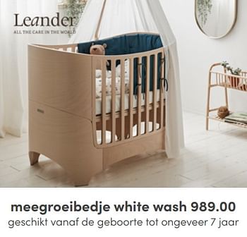 Aanbiedingen Meegroeibedje white wash - Leander - Geldig van 10/04/2022 tot 16/04/2022 bij Baby & Tiener Megastore