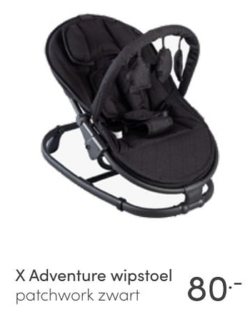 Aanbiedingen X adventure wipstoel patchwork zwart - Xadventure - Geldig van 10/04/2022 tot 16/04/2022 bij Baby & Tiener Megastore