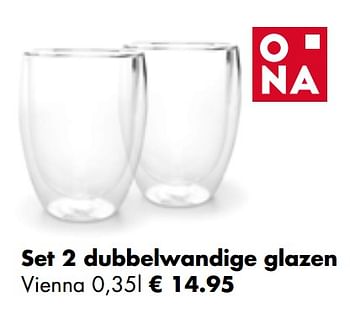 Aanbiedingen Set 2 dubbelwandige glazen vienna - Ona - Geldig van 25/04/2022 tot 21/05/2022 bij Multi Bazar