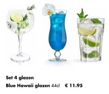 Aanbiedingen Set 4 glazen blue hawaii glazen - Huismerk - Multi Bazar - Geldig van 25/04/2022 tot 21/05/2022 bij Multi Bazar