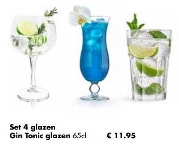 Aanbiedingen Set 4 glazen gin tonic glazen - Huismerk - Multi Bazar - Geldig van 25/04/2022 tot 21/05/2022 bij Multi Bazar