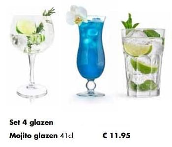 Aanbiedingen Set 4 glazen mojito glazen - Huismerk - Multi Bazar - Geldig van 25/04/2022 tot 21/05/2022 bij Multi Bazar